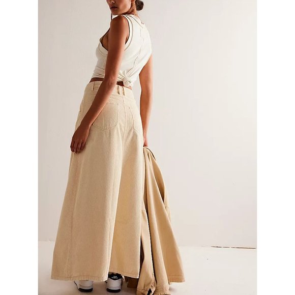 FREE PEOPLE Come As You Are Cord Maxi Skirt / Beechwood - Picture 4 of 15